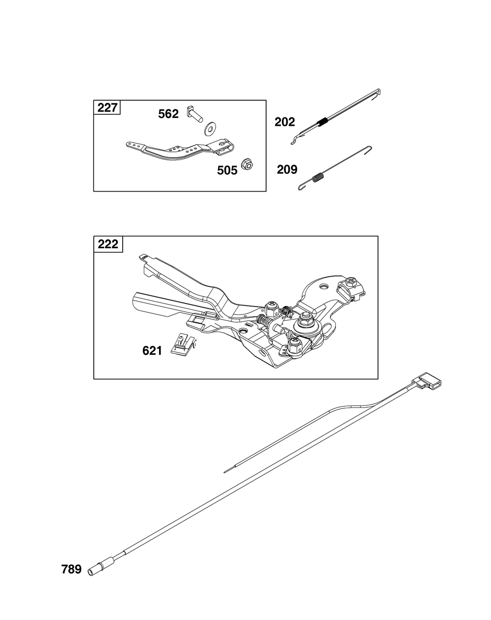 Controls Group Diagram and Parts List for 10R232-0132-01 100000 - 19Z999 Briggs and Stratton Engine
